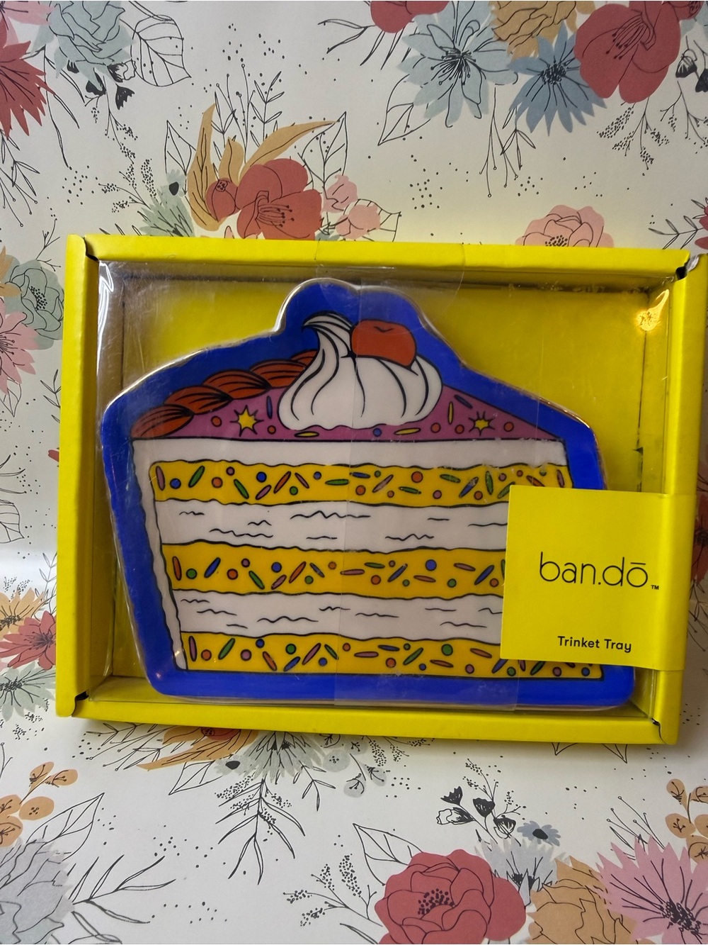 ban.do Blue and Yellow Cake Slice Trinket Tray